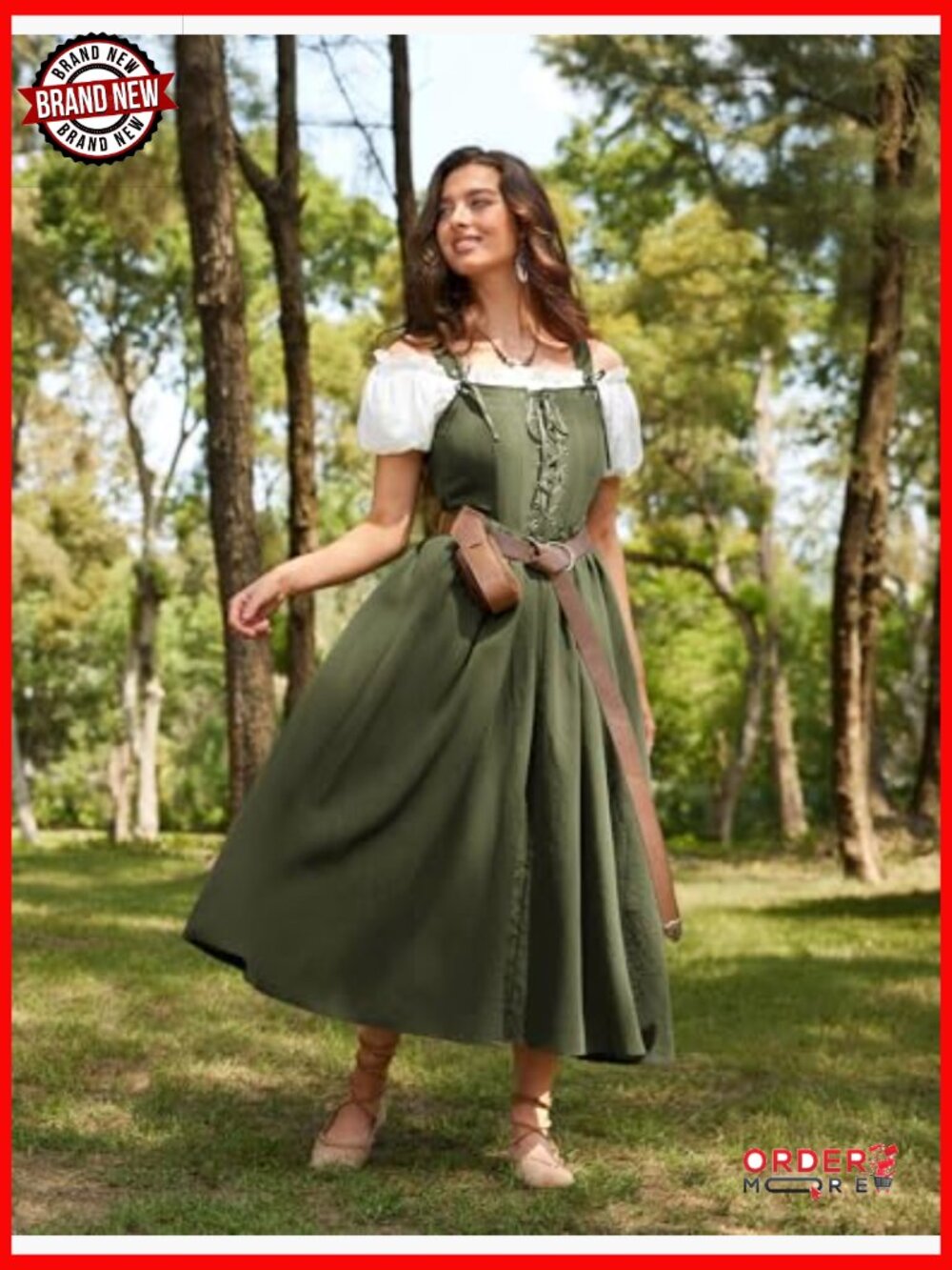 Sleeveless Lace Up Renaissance Cottagecore Long Dress Medieval Costume - Picture 2 of 7